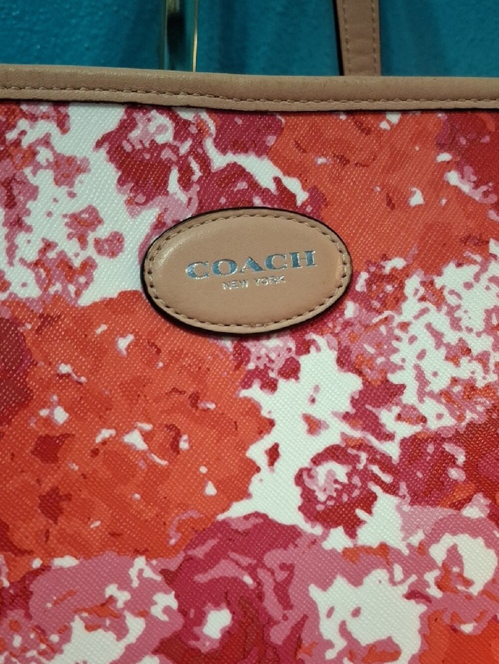 Coach Peyton Red & Pink Floral Print Tote - Picture 2 of 15